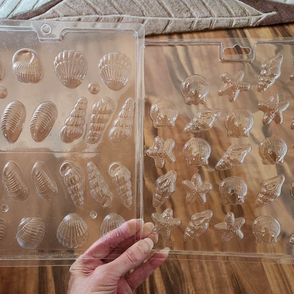 Clear Plastic Chocolate/ Candy Molds (Sealife + 1 Halloween =11pcs)